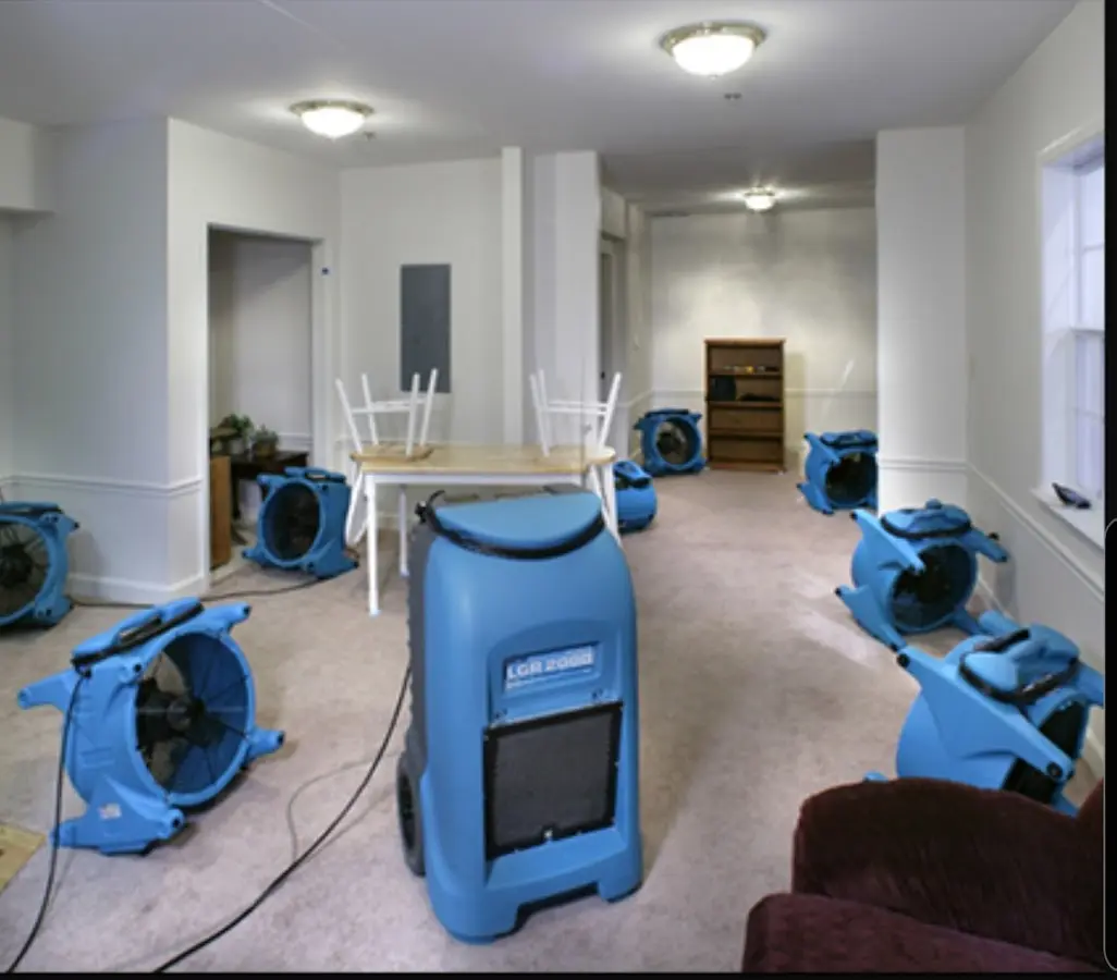 Air movers and dehumidifier setup for Water Extraction & Removal in Turpin Hills